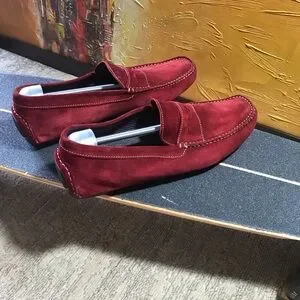 Donald J Pliner Mens Driving Loafers Size 11  Red Suede Slip On Casual S… Donald Pliner DONNIEDR Leather Slip On Moccasin Driving  main image 4